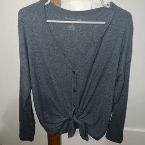 American Eagle Outfitters Gray Button-Up Top